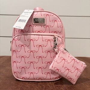 Madden Girl Pink Bow Mini Backpack Y2K Coquette NWT w/ Pouch Travel School
